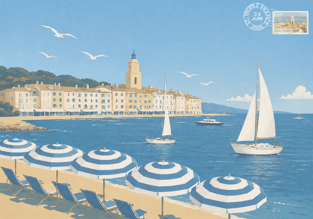Illustration carte postale de Saint-Tropez