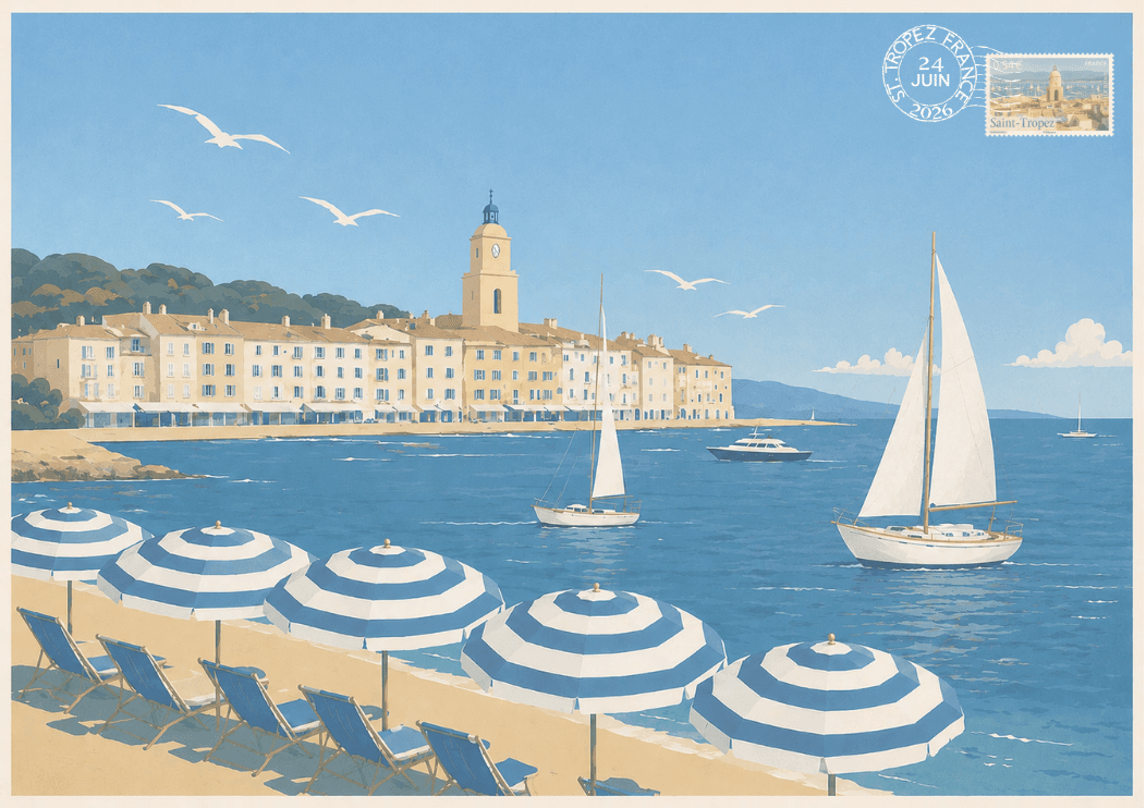 Illustration carte postale de Saint-Tropez